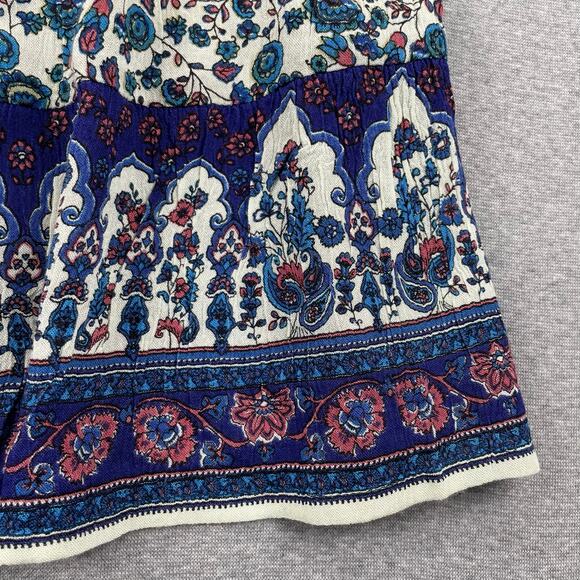 BILA Wrap Mini Skirt Large Blue Paisley Floral Western Cowgirl Lightweight Boho - Picture 13 of 15